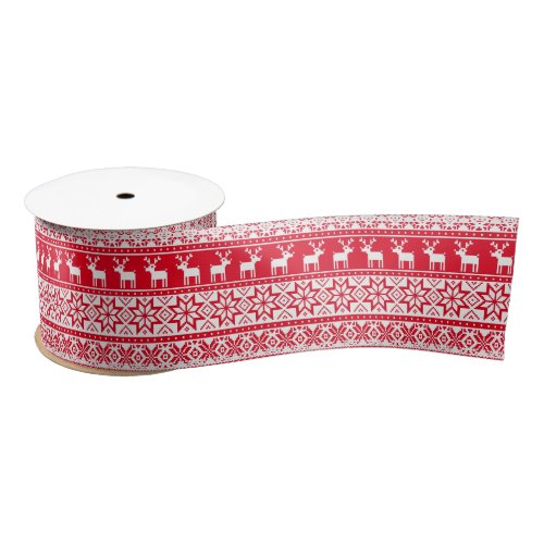 Nordic Reindeer Ugly Christmas Sweater Party Satin Ribbon