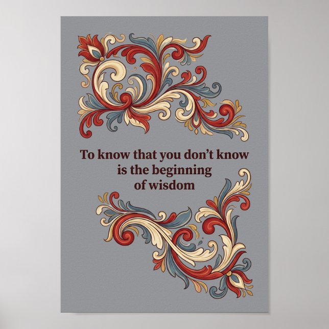 Nordic Rosemaling Poster, Wisdom Quote Wall Art (Front)