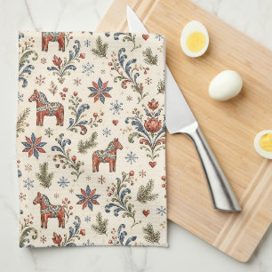 Nordic Rosmaling Norwegian Folk Art Kitchen Towel