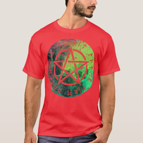 Nordic Runes Pentacle Elements Earth Fire Water Sp T_Shirt