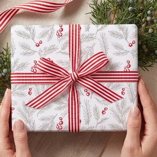 Nordic Rustic Pine Branches & Berries Christmas Wrapping Paper