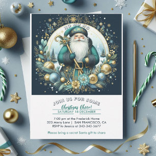 Nordic Santa Ho Ho Ho Snowy Christmas Cheer Party Invitation