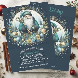 Nordic Santa Ho Ho Ho Snowy Christmas Cheer Party Invitation
