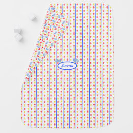 Nordic Scandi Red Yellow Flowers Blue Birds Baby Blanket