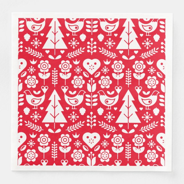Nordic Scandinavian Christmas Decorations Paper Dinner Napkins (Front)