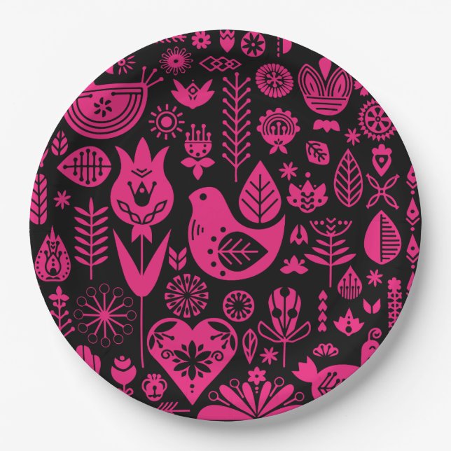 Nordic Scandinavian Christmas Decorations Paper Plates (Front)
