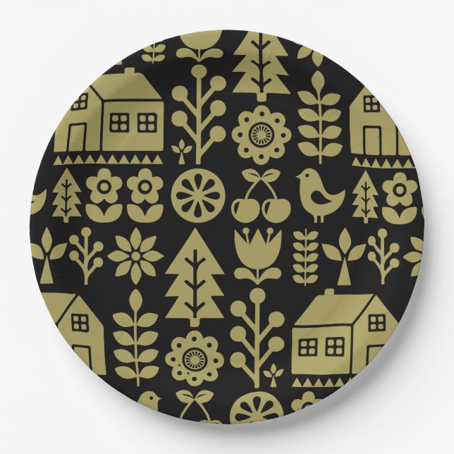 Nordic Scandinavian Christmas Decorations Paper Plates (Front)