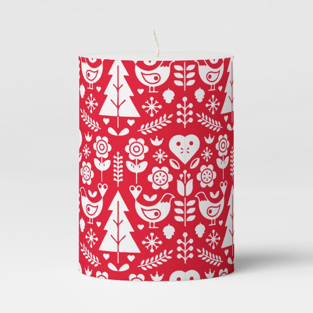 Nordic Scandinavian Christmas Decorations Pillar Candle (Front)