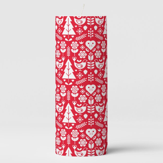 Nordic Scandinavian Christmas Decorations Pillar Candle (Front)