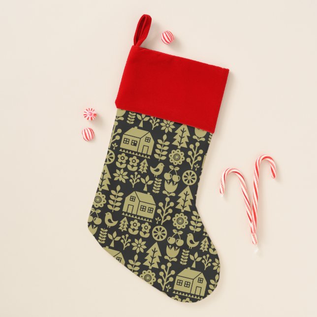 Nordic Scandinavian Christmas Decorations Stocking (Front)