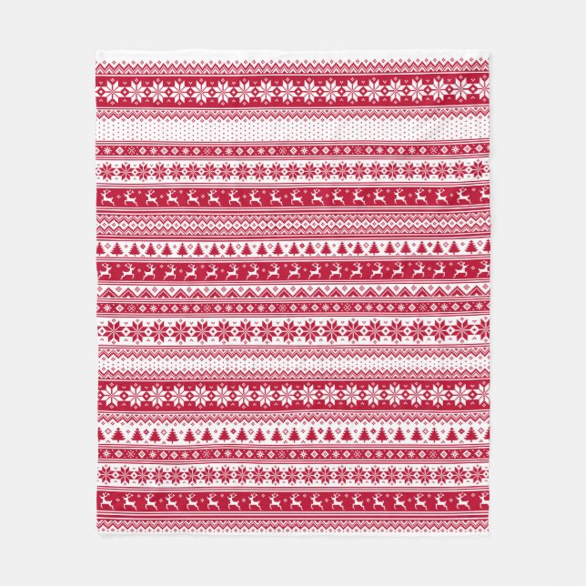 Nordic - Scandinavian Christmas Fleece Blanket (Front)