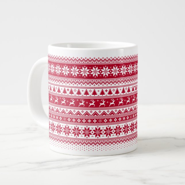 Nordic - Scandinavian Christmas Jumbo MugV2 Giant Coffee Mug (Front Left)