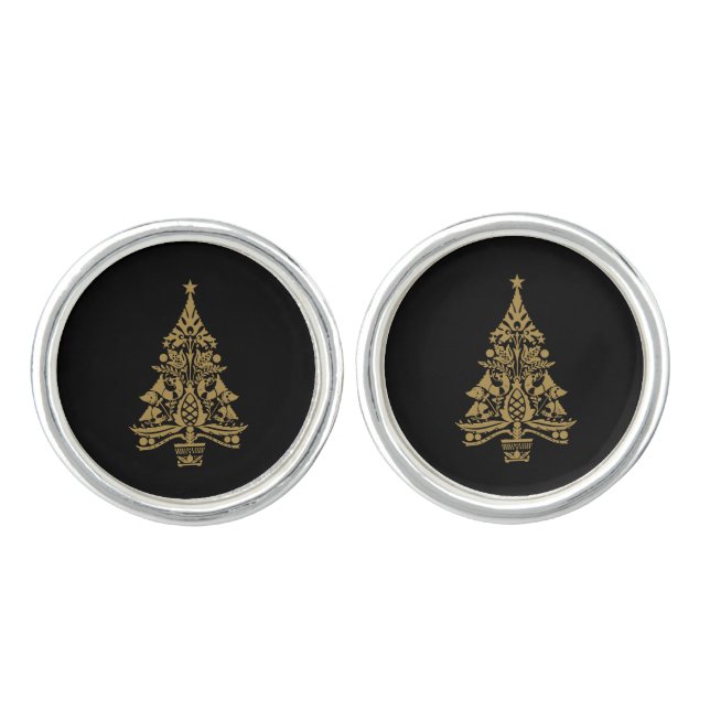 Nordic Scandinavian Christmas Tree Decorations Cufflinks (Front)