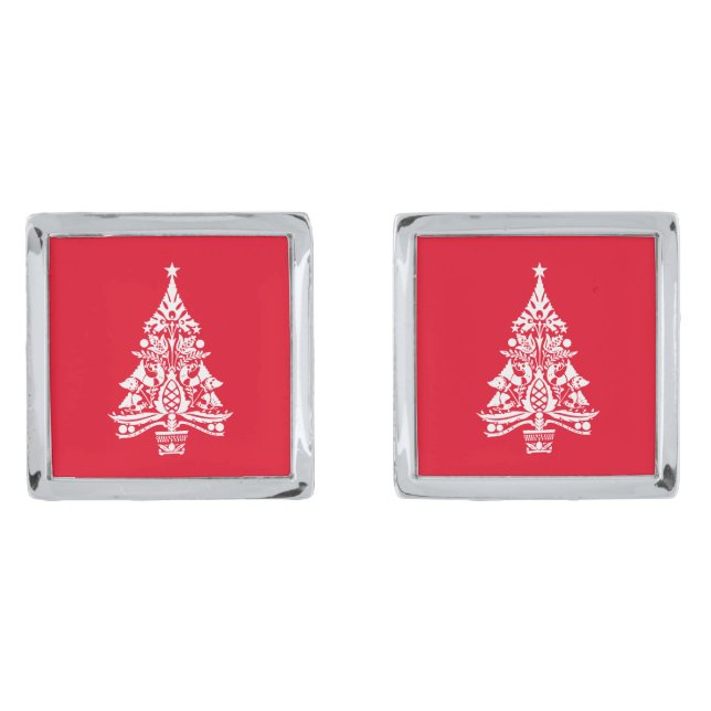 Nordic Scandinavian Christmas Tree Decorations Cufflinks (Front)