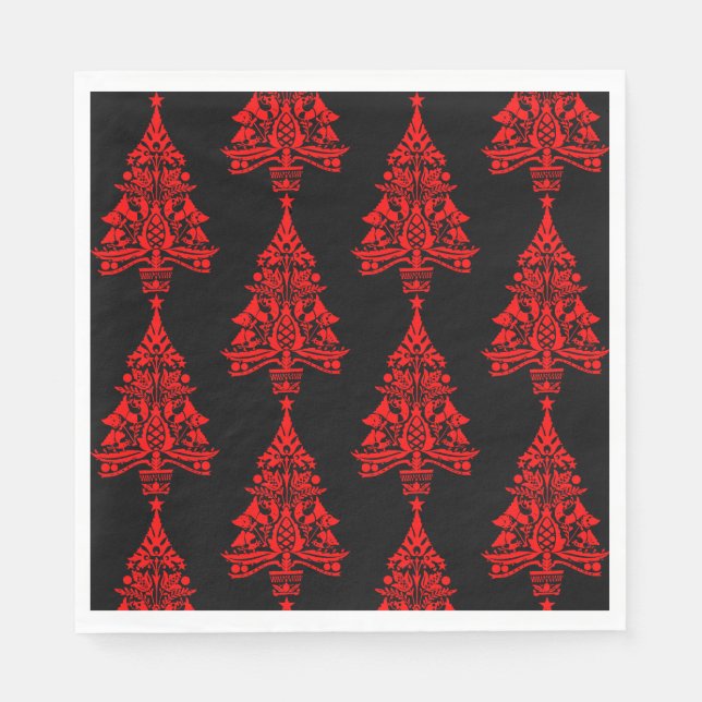 Nordic Scandinavian Christmas Tree Decorations Napkins (Front)