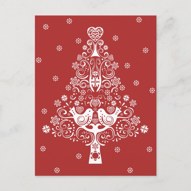 Nordic Scandinavian Christmas Tree Magic Holiday Postcard (Front)