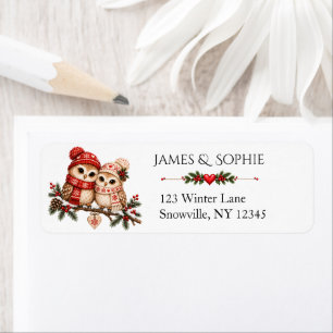Nordic Scandinavian Christmas Woodland Owls Label