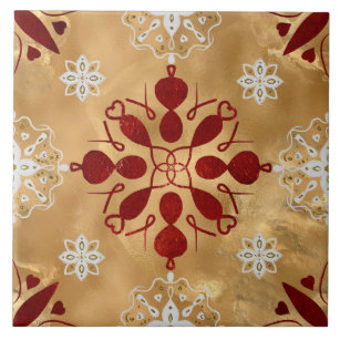 Nordic Scandinavian Elegant Patterns on Gold Back  Ceramic Tile