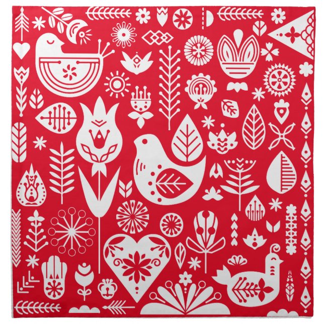 Nordic Scandinavian Folk Pattern Art   Cloth Napkin (Front)