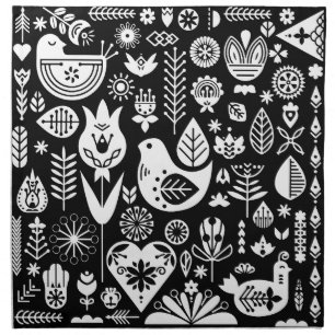 Nordic Scandinavian Folk Pattern Art   Cloth Napkin