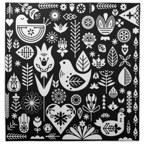 Nordic Scandinavian Folk Pattern Art   Cloth Napkin
