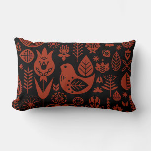 Nordic Scandinavian Folk Pattern Art Lumbar Pillow
