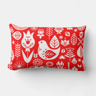 Nordic Scandinavian Folk Pattern Art Lumbar Pillow