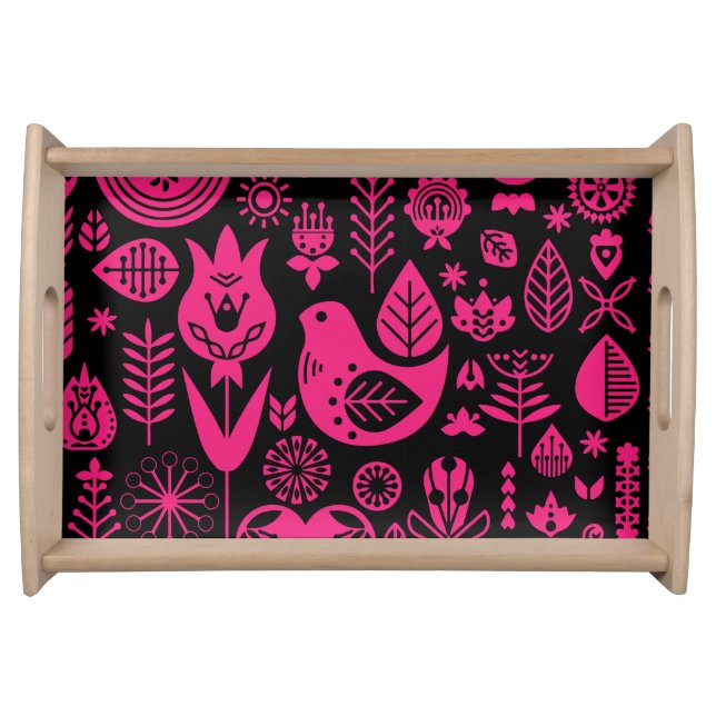 Nordic Scandinavian Folk Pattern Art   Serving Tray (Front)