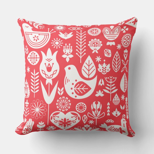 Nordic Scandinavian Folk Pattern Art   Throw Pillow (Front)