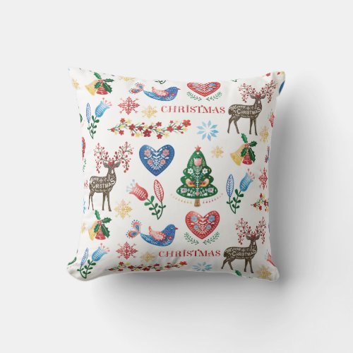 Nordic Scandinavian Style Christmas Pattern Throw Pillow