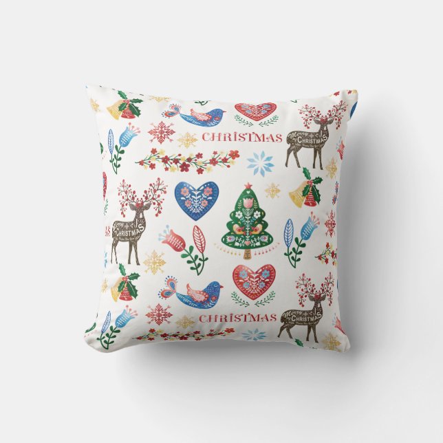 Nordic Scandinavian Style Christmas Pattern Throw Pillow (Front)