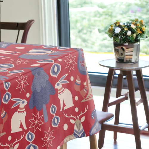 Nordic Scandinavian Woodland Christmas Tablecloth