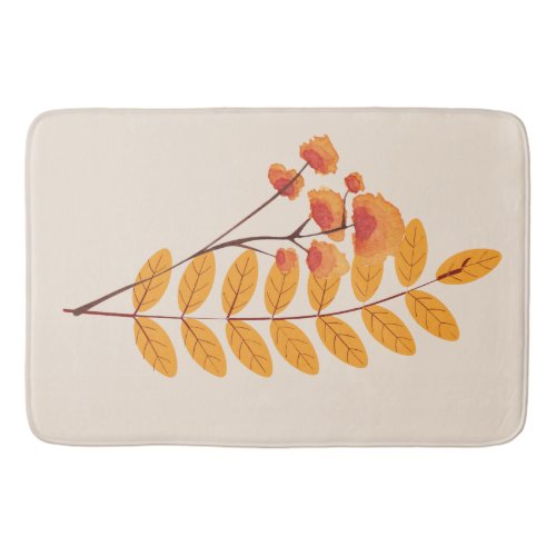 Nordic  Scandinavian Yellow Brown Leaves Bath Mat