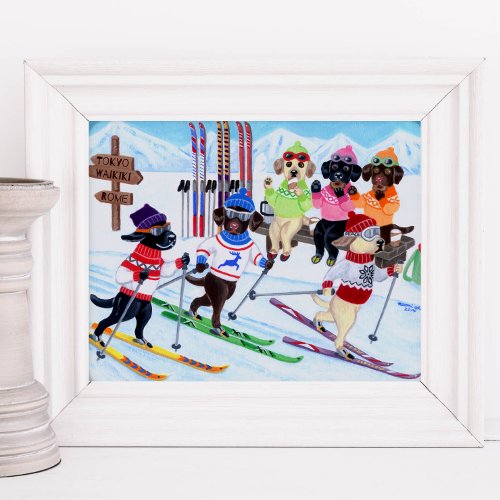 Nordic Skiing Labradors Artwork Poster