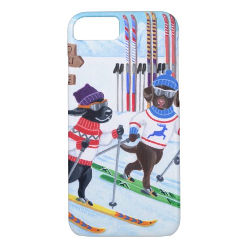 Nordic Skiing Labradors Painting iPhone 87 Case