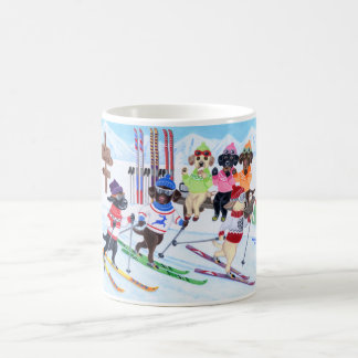Nordic Skiing Labradors Painting Coffee Mug