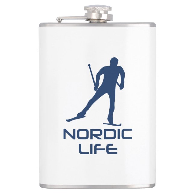 Nordic Skiing Life Flask (Front)