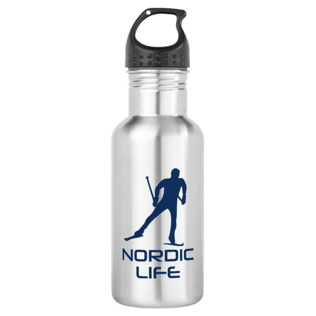 Nordic Skiing Life Stainless Steel Water Bottle (Front)