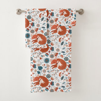 Nordic sleeping fox pattern  bath towel set