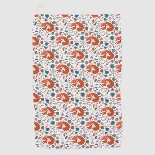 Nordic sleeping fox pattern  golf towel