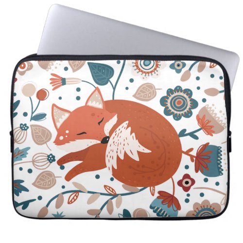 Nordic sleeping fox pattern  laptop sleeve