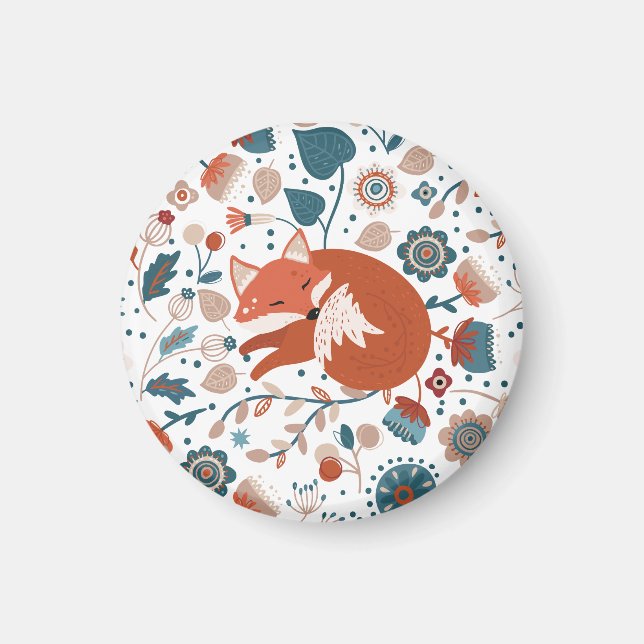 Nordic sleeping fox pattern magnet (Front)