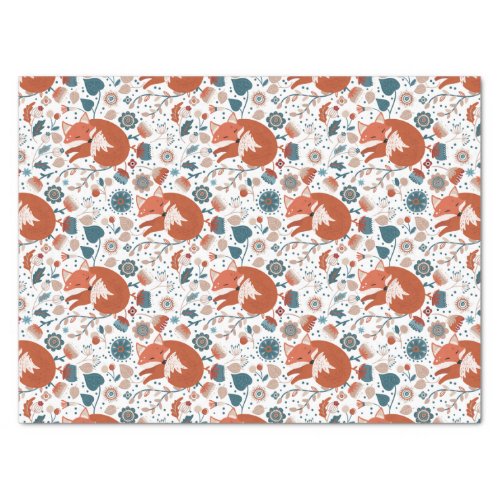 Nordic sleeping fox pattern  tissue paper