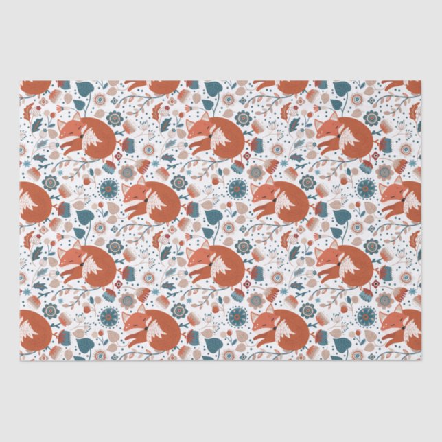 Nordic sleeping fox pattern  tissue paper (Front)