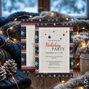 Nordic Snowflake Cozy Holiday Party Invitation