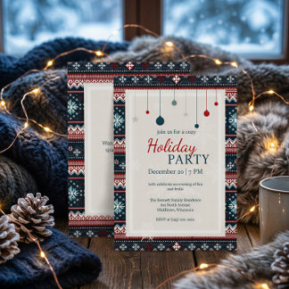 Nordic Snowflake Cozy Holiday Party Invitation