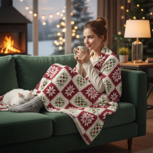 Nordic Snowflake Crochet Fleece Blanket