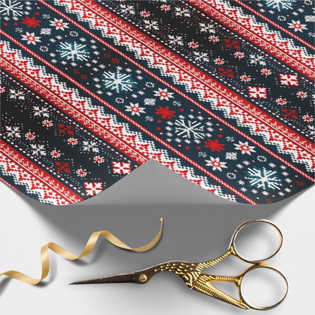 Nordic Snowflake Fair Isle Christmas Gift Wrap (Creator Uploaded)