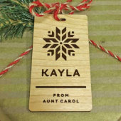 Nordic Snowflake Maple Wooden Gift Tag (Front)