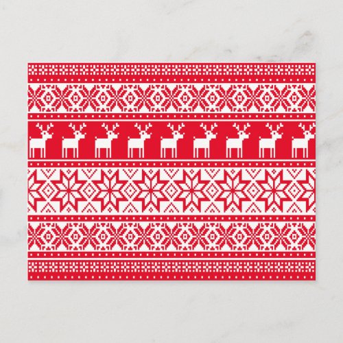 Nordic Snowflake Reindeer Ugly Christmas Sweater Holiday Postcard